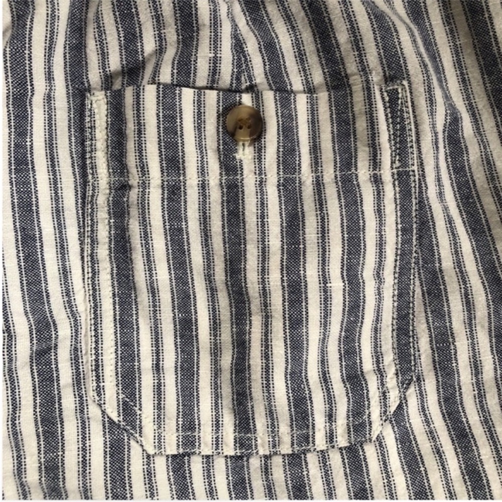 GAP High-Rise Paper Bag Waist Shorts Linen Cotton Navy White Stripe Coastal 14P - Picture 8 of 11